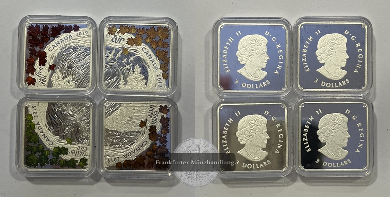  Kanada 2019 3 Dollar The Elements Pure Silver Coin Set FM-Frankfurt Feinsilber: 46g   