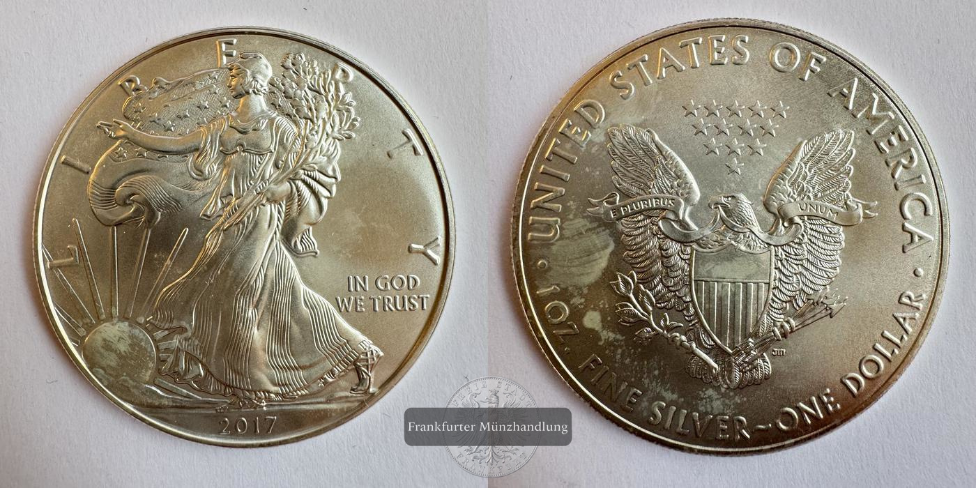  USA 1 Dollar 2017  Walking Liberty FM-Frankfurt KM#273 Feinsilber: 31,1g   
