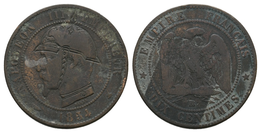  Ausland, Frankreich; 10 Centimes 1854   