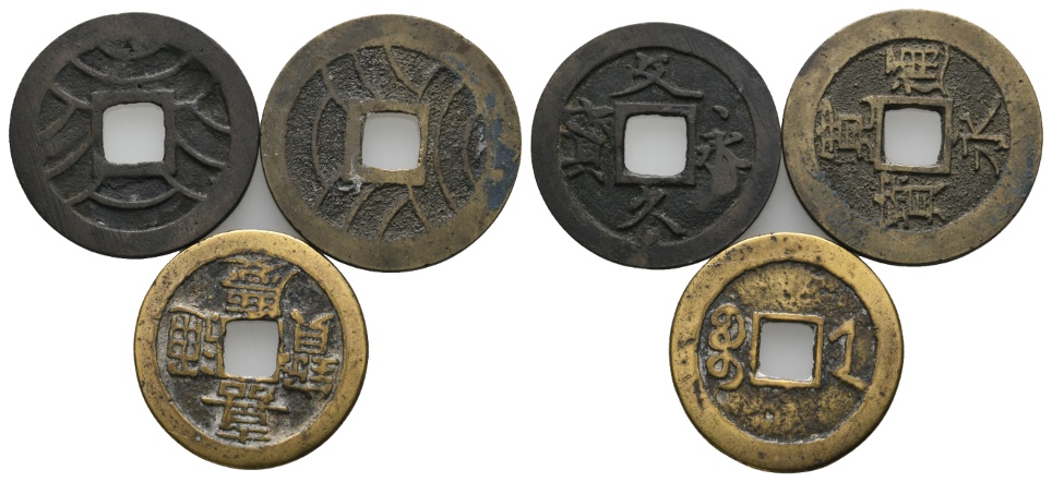  Ausland, China; 3 Kleinmünzen   