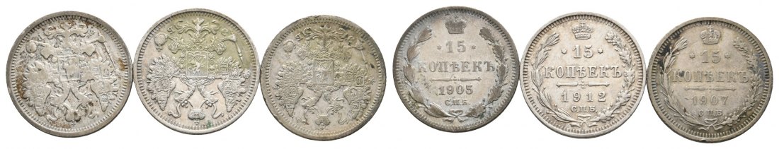  Ausland, Russland; 3 Kleinmünzen   