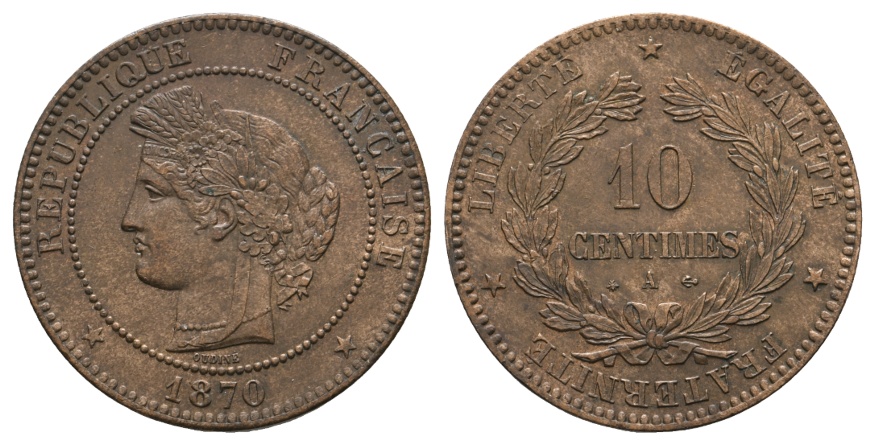  Ausland; Frankreich; 10 centimes 1870   