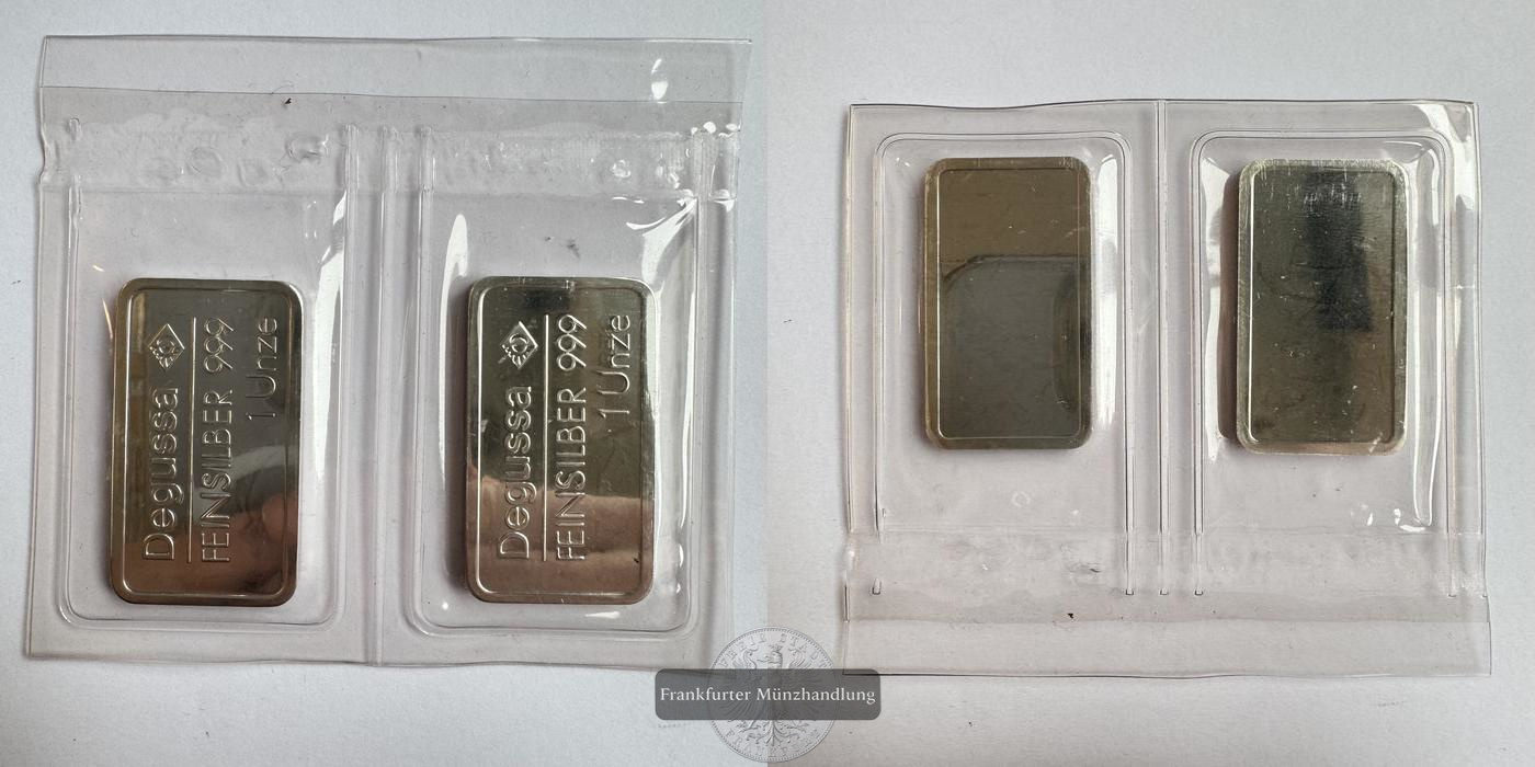  Deutschland Degussa 2x 1 Unze FM-Frankfurt Feinsilber: 62,2g   
