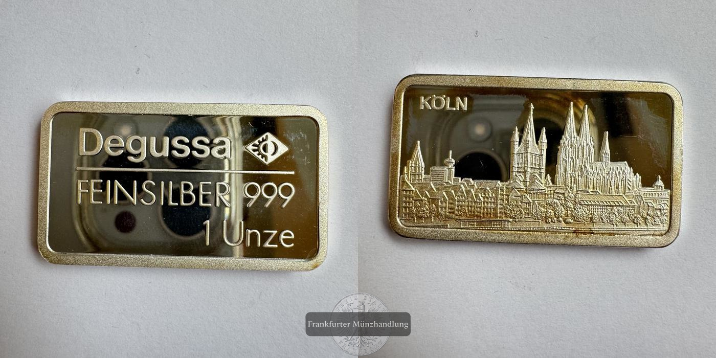  Deutschland Degussa 1 Unze Köln FM-Frankfurt Feinsilber: 31,1g   