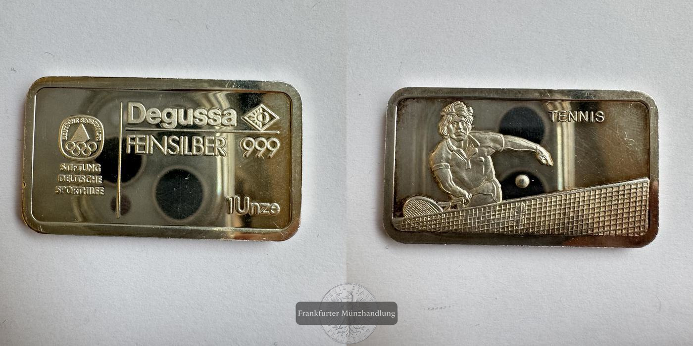  Deutschland Degussa 1 Unze Tennis (mit Stiftung dt. Sporthilfe) FM-Frankfurt Feinsilber: 31,1g   