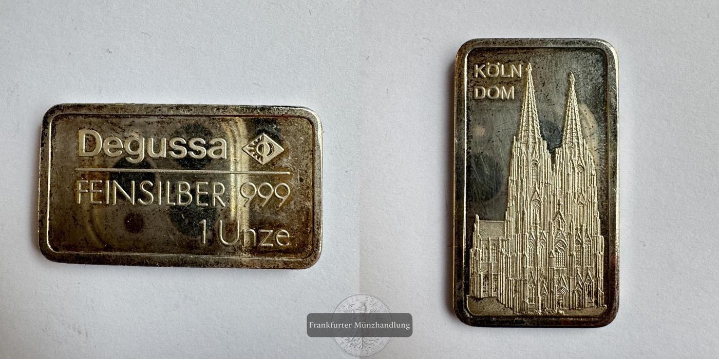  Deutschland Degussa 1 Unze Kölner Dom FM-Frankfurt Feinsilber: 31,1g   