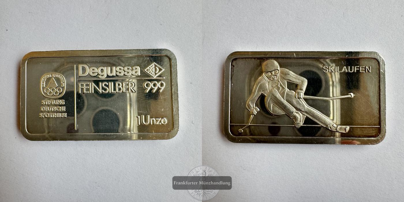  Deutschland Degussa 1 Unze Skilaufen (mit Stiftung dt. Sporthilfe) FM-Frankfurt Feinsilber: 31,1g   