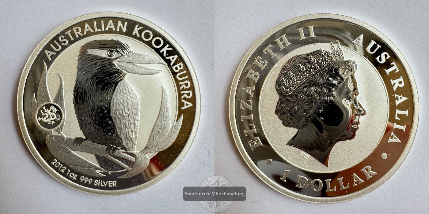  Australien 1 Dollar 2012 Kookaburra (Dragon PRIVY) FM-Frankfurt KM#1692 Feinsilber: 31,07g   