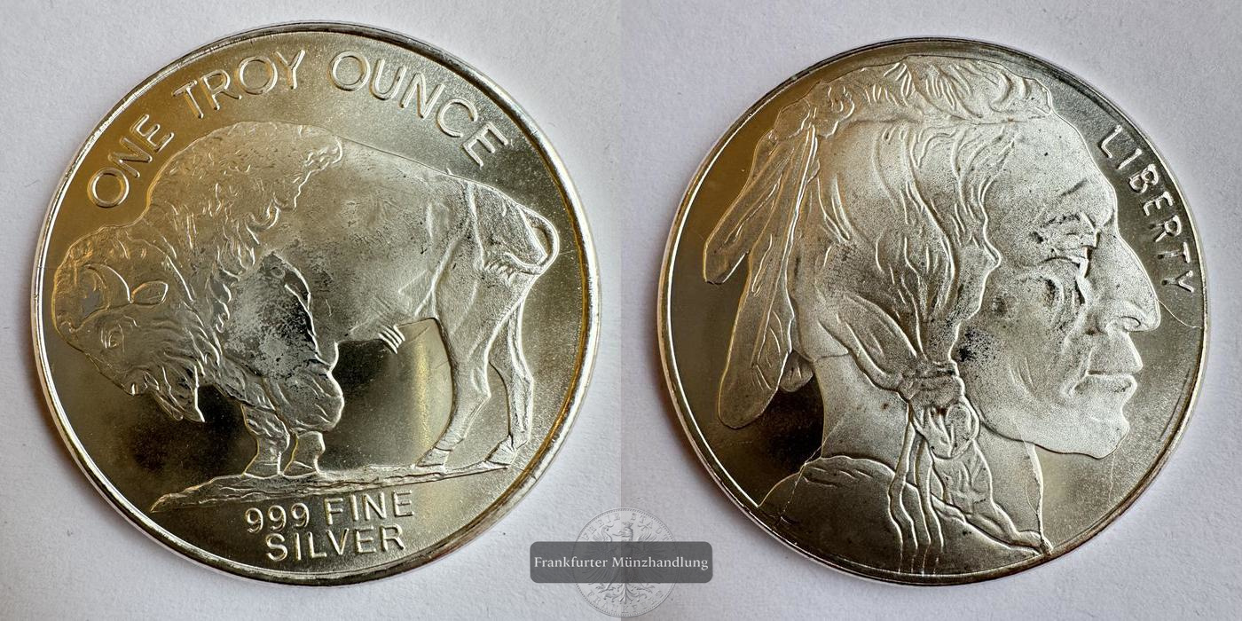  USA 1 Ounce CNT Mint (Buffalo Nickel) k. A. FM-Frankfurt Feinsilber: 31,1g   