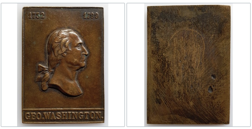  Historische Bronze Plakette Gedenken an Goerge Washington 1732 - 1799   