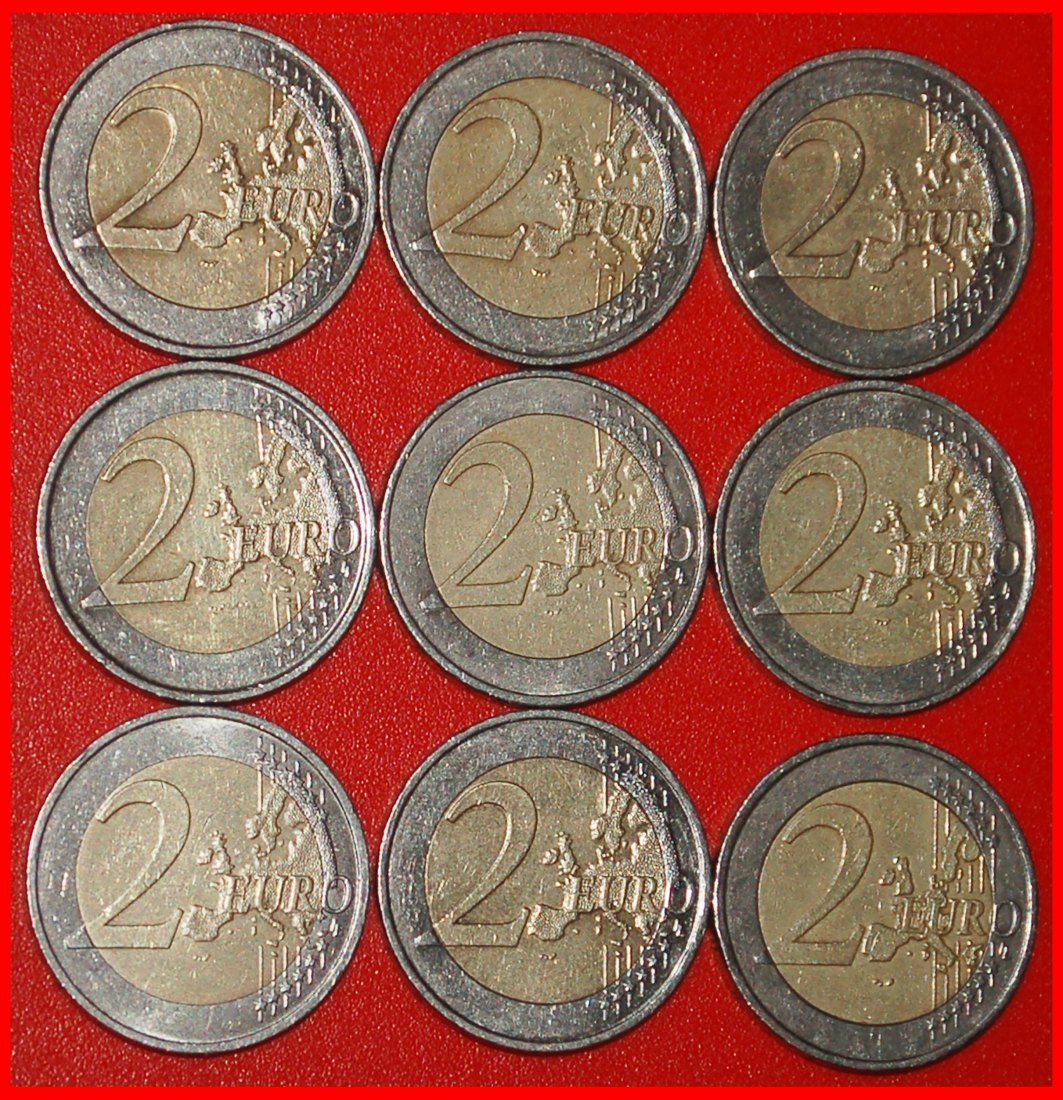  Ⰿ 9 COMMEMORATIVE COINS: EUROPEAN UNION ★ 2 EUROS DIFFERENT TYPES 2004-2014!★LOW START ★ NO RESERVE!   