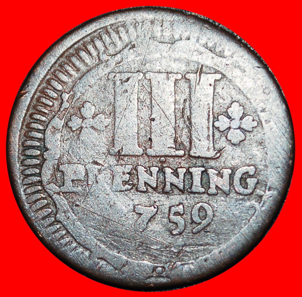  Ⰿ WESTPHALIA (1739-1760): GERMANY MUENSTER ★ 3 PFENNINGS 1759! ★LOW START ★ NO RESERVE!   