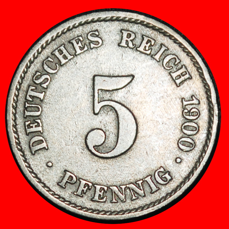  Ⰿ EAGLE (1890-1915): GERMANY★5 PFENNIGS 1900E! WILLIAM II (1888-1918) SAXONY★LOW START ★ NO RESERVE!   