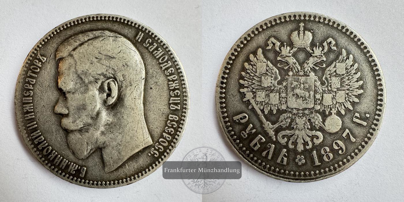  Russland 1 Rubel 1897 (1895-1915) Nicholas II FM-Frankfurt Feinsilber: 18g   