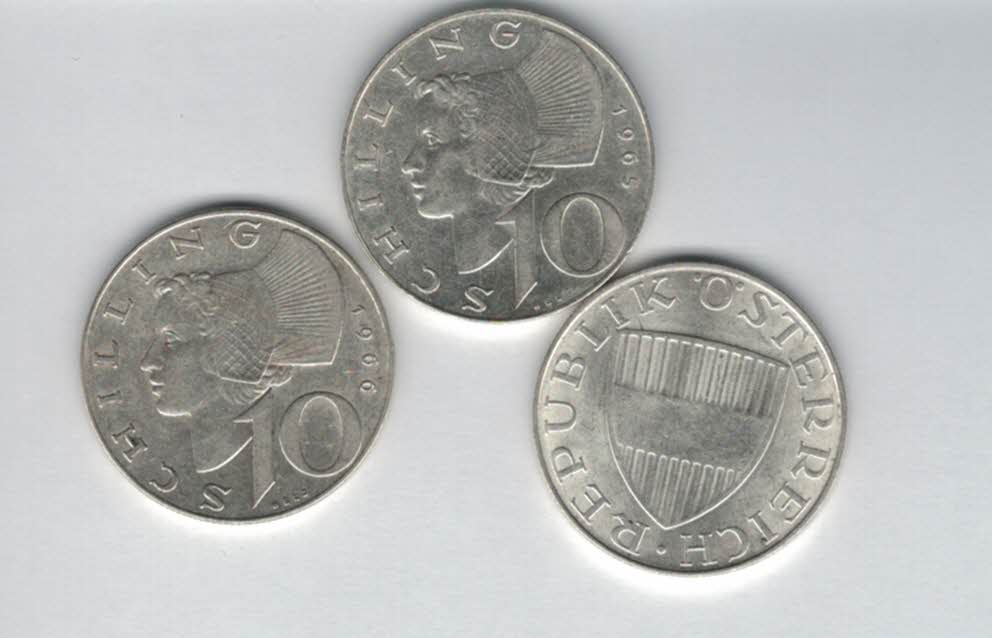  10 Schilling 1965 1966 1968 Ag silber á 4,8g fein Österreich 2. Republik Spittalgold9800 (4785)   
