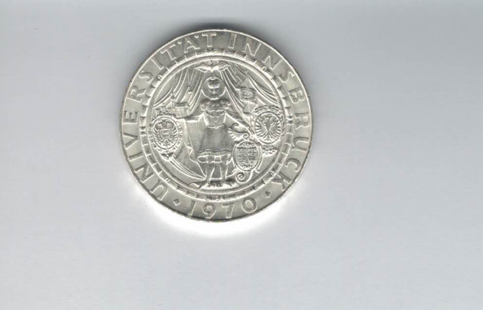  50 Schilling 1970 300 Jahre Universität Innsbruck 18g fein silbe Österreich Spittalgold9800 (4584/9)   