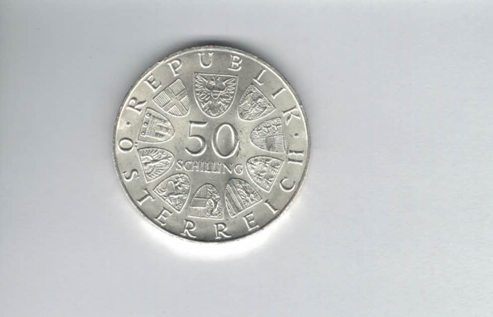  50 Schilling 1970 300 Jahre Universität Innsbruck 18g fein silbe Österreich Spittalgold9800 (4584/9)   