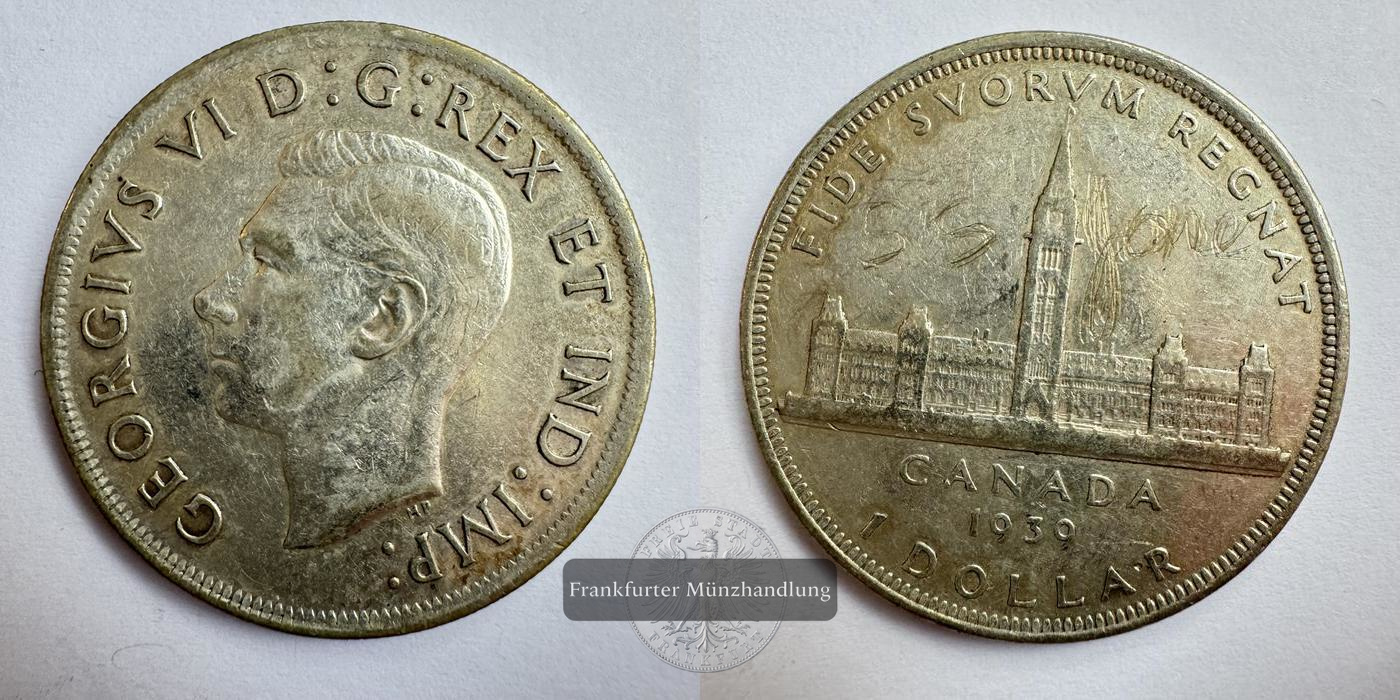  Kanada 1 Dollar 1939 George VI Königlicher Besuch FM-Frankfurt KM#38 Feinsilber: 18,66g   