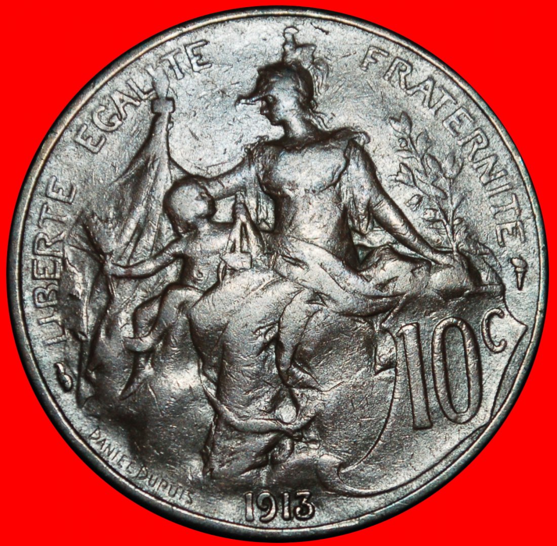  Ⰿ 2 VERKAUFT FREIHEIT UND HAHN (1897-1921): FRANKREICH ★ 10 CENTIMES 1913! ★OHNE VORBEHALT!   