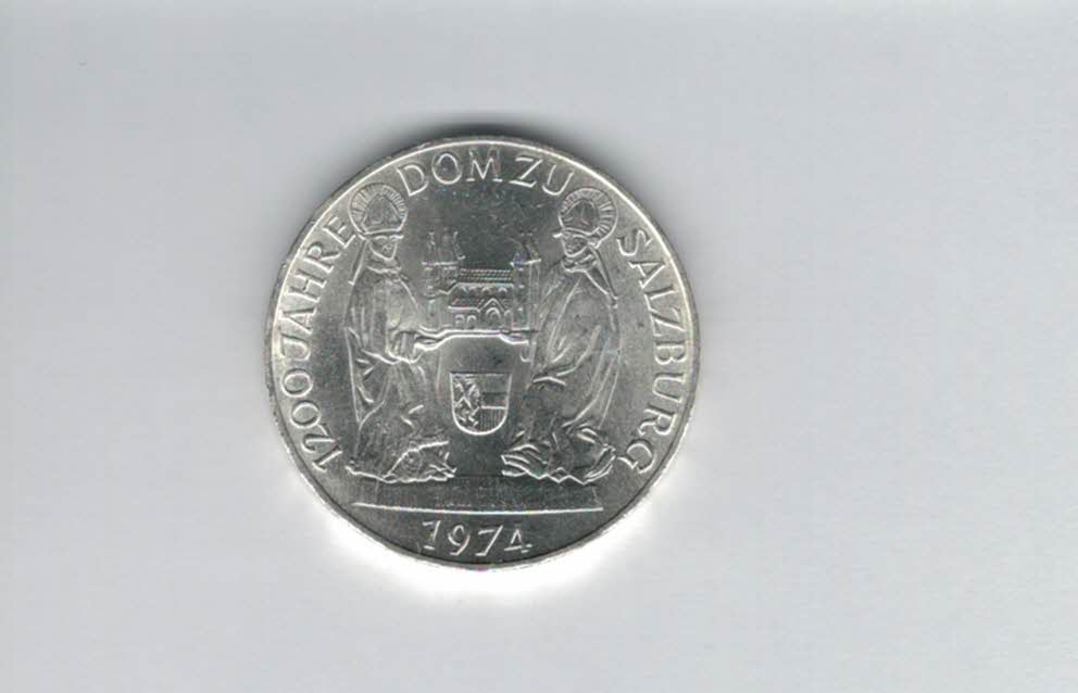  50 Schilling 1974 1200 Jahre Dom zu Salzburg Ag 12,8g fein Österreich Spittalgold9800 (4504/3)   