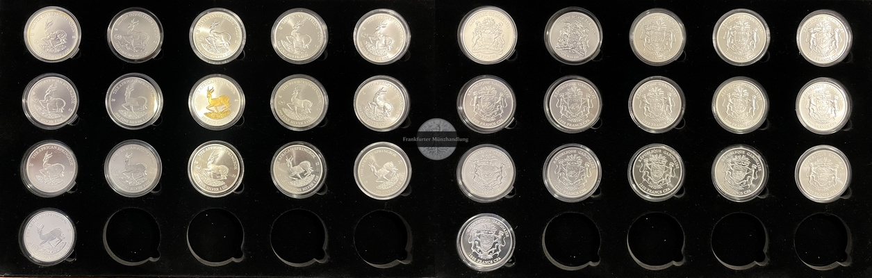  Gabun 16x 1000 Francs CFA African Springbok Set 2010/24 FM-Frankfurt Feinsilber: 497g   