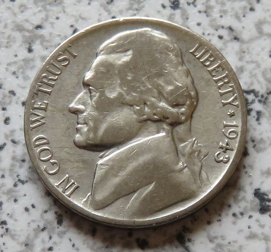  USA 5 Cents 1943 D, Silber   