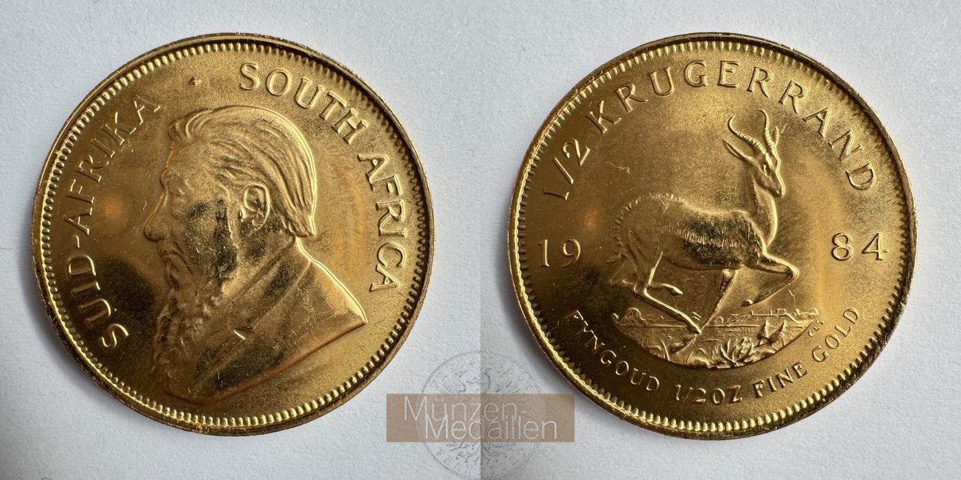 Süd Afrika MM-Frankfurt KM#107 Feingold: 15,5g 1/2 Unze Krügerrand 1984 