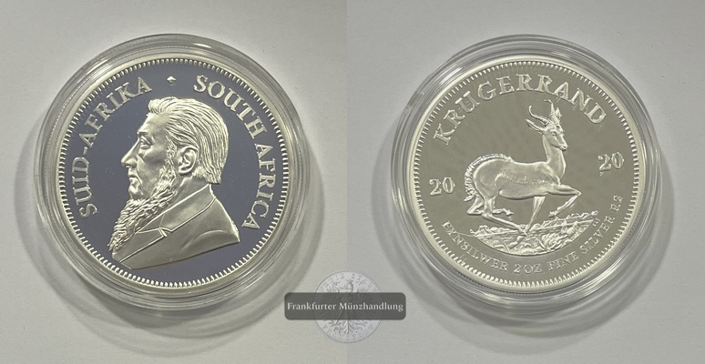  Südafrika 2 Unzen Krugerrand 2020 KM#737 FM-Frankfurt Feinsilber: 62,13g   