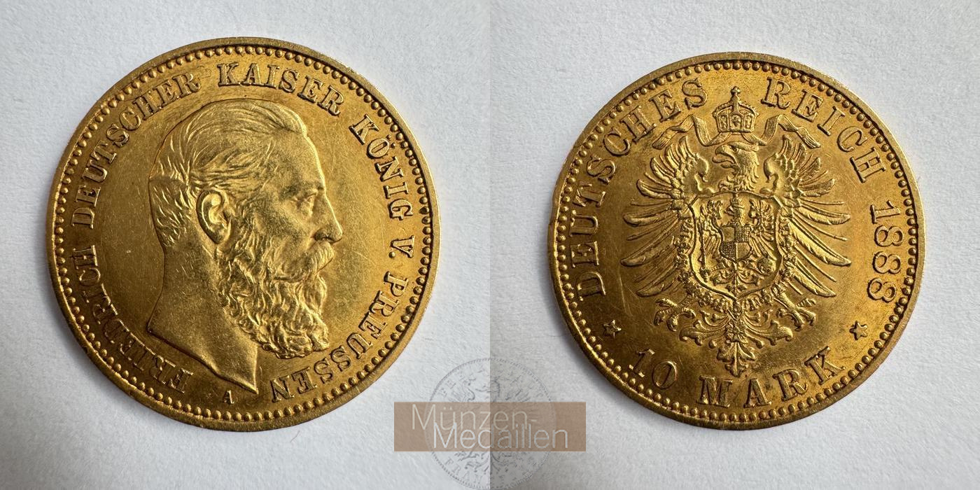  Deutsches Kaiserreich, Preussen. 10 Mark 1888 'A' MM-Frankfurt KM#514 Feingold: 3,584g   