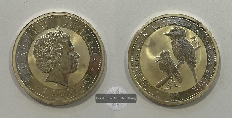  Australien  2 Dollar 1997 Kookaburra 2 Unzen FM-Frankfurt Feingewicht: 62,13g   