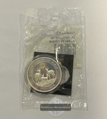  Gabun 1000 Francs CFA African Springbok 2022 Privy mit 24 Karat Gold FM-Frankfurt Feinsilber: 31,1g   