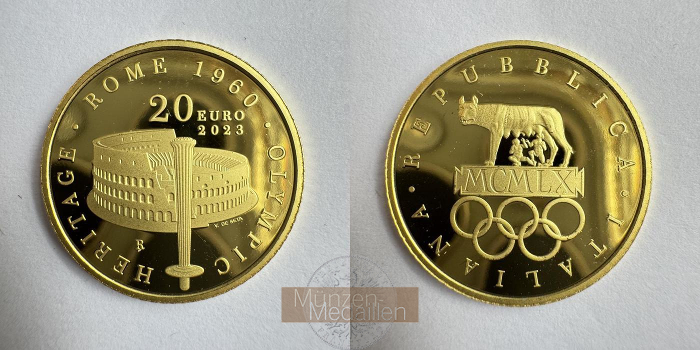  Italien 20 Euros (XVII Summer Olympic Games) 2023 MM-Frankfurt KM#517 Feingold: 5,8g   