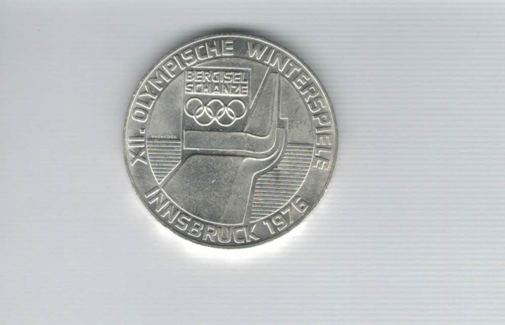  100 Schilling 1976 Berg Isel Schanze Innsbruck Wien Olymp. 15,36g fein Ag Österreich2.Rep (01914/9)   
