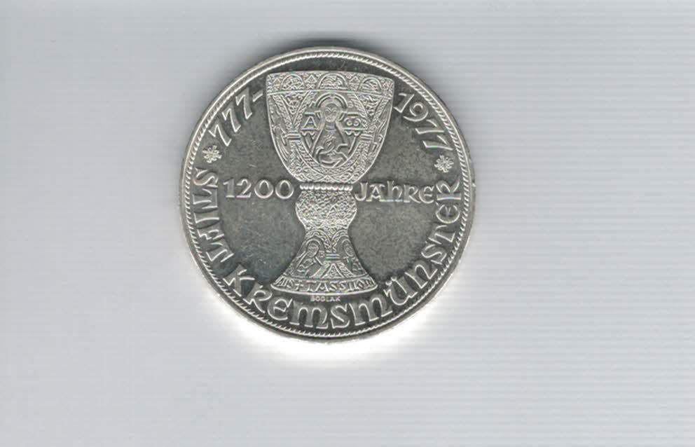  100 Schilling 1977 Stift Kremsmünster 1200 Jahre Tassilokelch Ag 15,36g fein Österreich (01914/14)   
