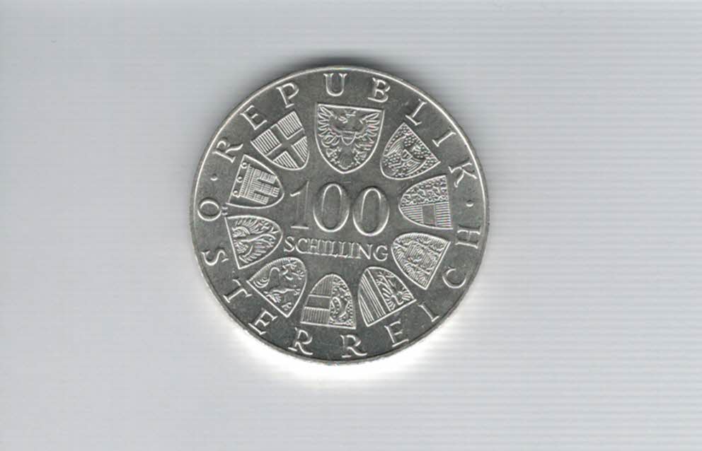  100 Schilling 1977 Stift Kremsmünster 1200 Jahre Tassilokelch Ag 15,36g fein Österreich (01914/14)   