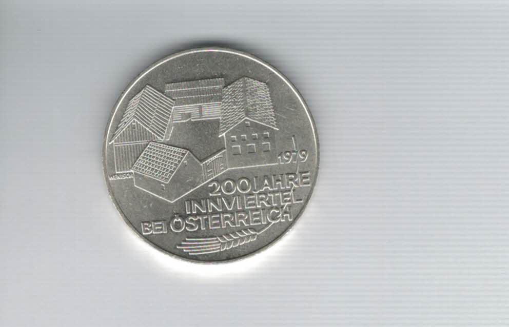  100 Schilling 1979 200 Jahre Innviertel bei Österreich Ag 15,36g fein Spittalgold9800 (01914/22   