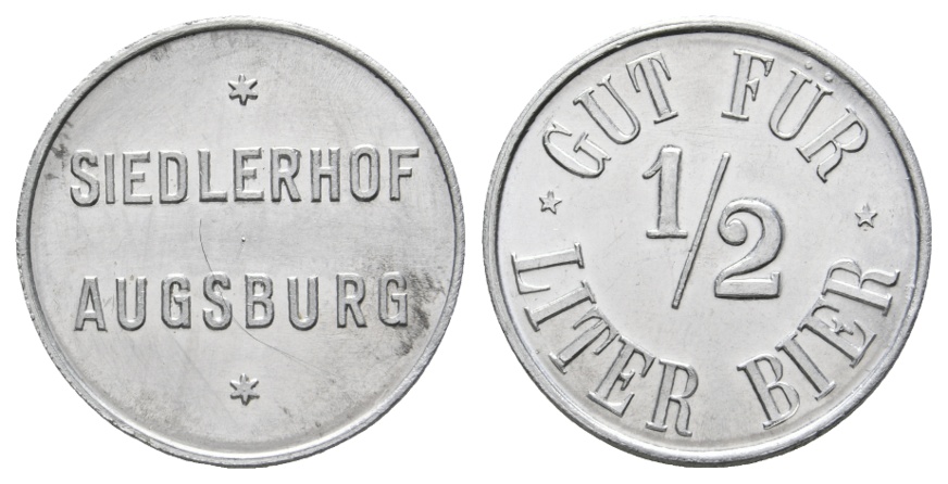  Bayern, Augsburg Siedlerhof, Gut für 1/2 Liter Bier; Menzel 1064.2   