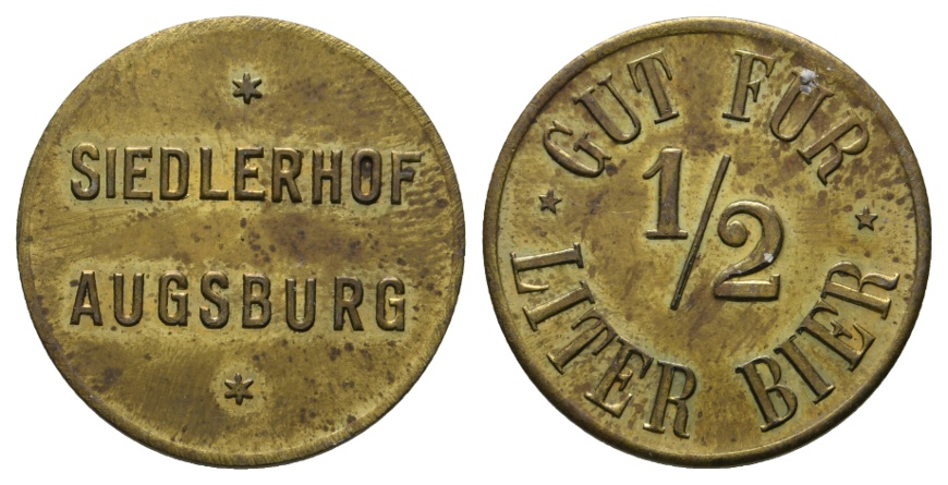  Bayern, Augsburg Siedlerhof, Gut für 1/2 Liter Bier; Menzel 1064.1   