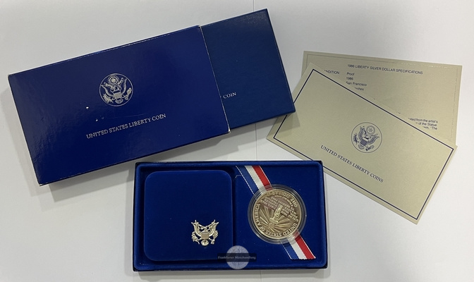 USA 1 Dollar 1986 Liberty Freiheitsstatue auf Ellis Island KM#214  FM-Frankfurt Feinsilber: 26,70g   