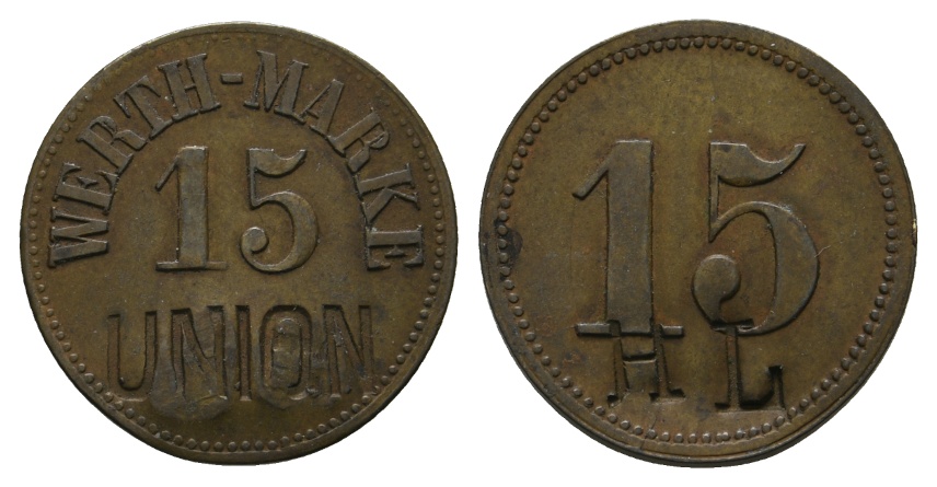  Bayern, Augsburg, Werth-Marke Union 15, 15 H L; Menzel 1086.4   