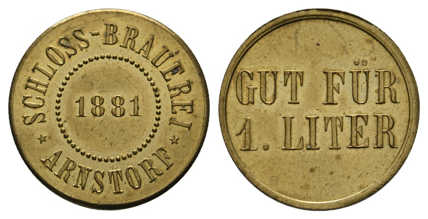 Bayern, Arnstorf Schloss-Brauerei 1881, Gut für 1.Liter; Menzel 704.2   