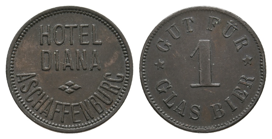  Bayern, Aschaffenburg Hotel Diana, Gut für 1 Glas Bier; Menzel 779.1   