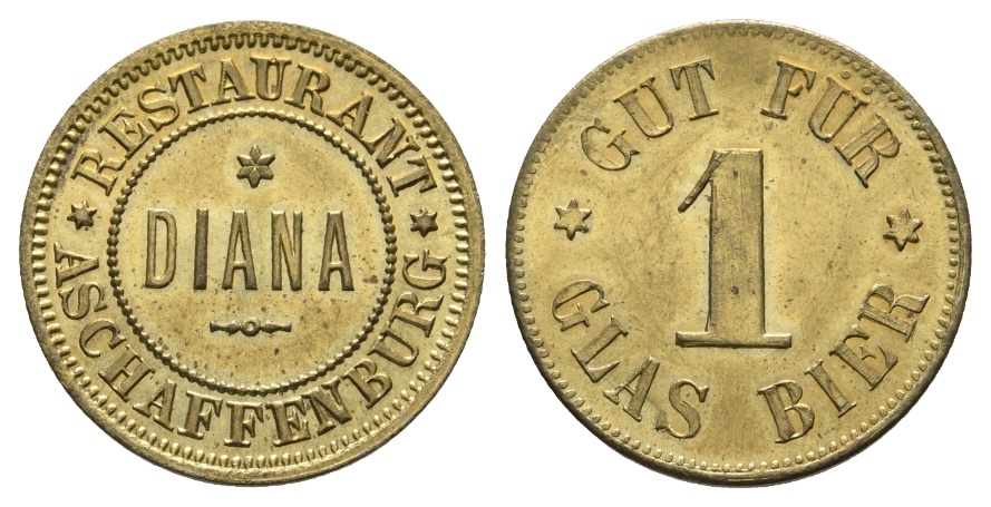  Bayern, Aschaffenburg Restautrant Diana, Gut für 1 Glas Bier; Menzel 789.4   