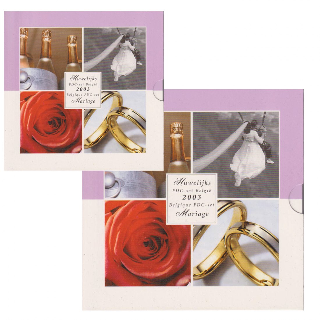  Offiz 2x Sonder-KMS Belgien *Hochzeitssatz* 2003 nur 10.000St! 3 Münzen nur in offiz. Foldern   