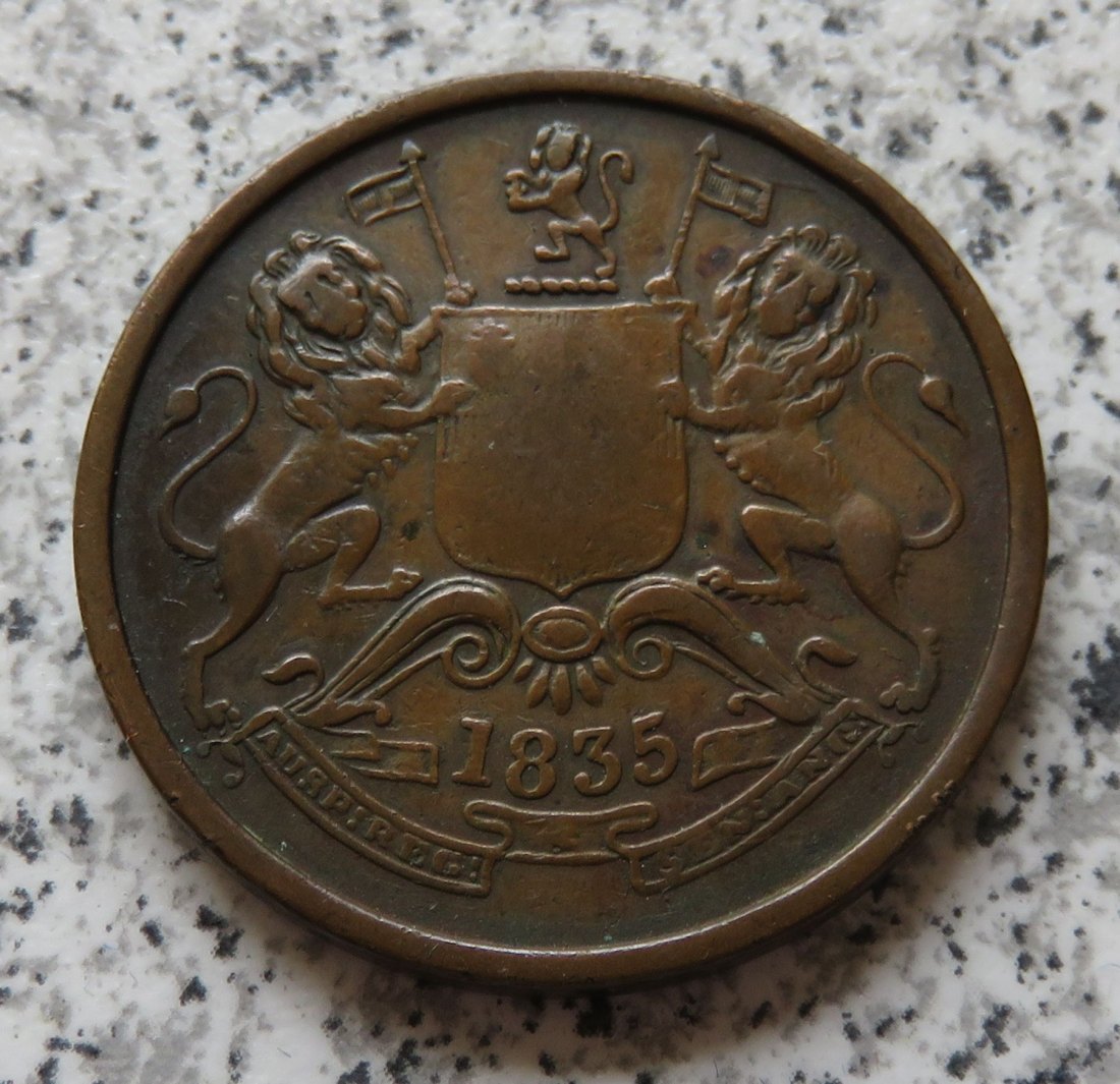 British Indien half Anna 1835 / Britisch Indien 1/2 Anna 1835   