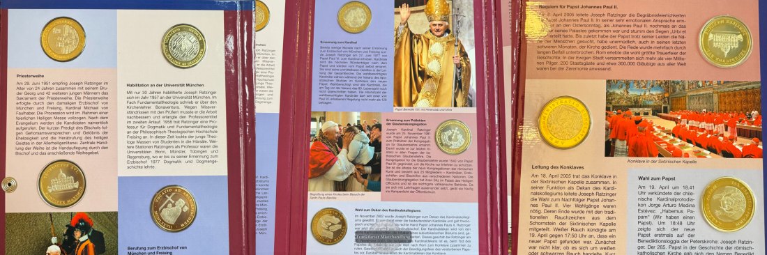  Papst Benedikt XVI Set 6 Münzen FM-Frankfurt Neusilber/Messing   
