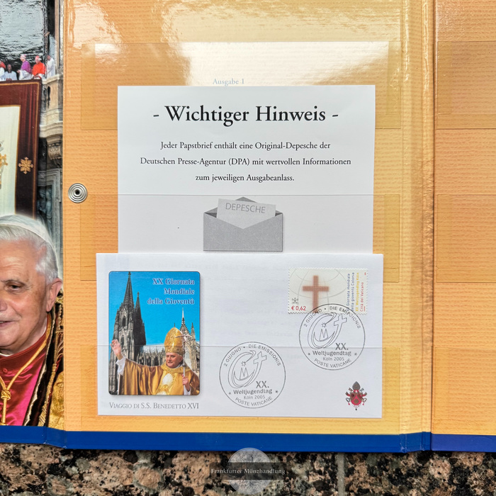  Papst Benedikt XVI Pontifikat Set 1 Münze (2005) FM-Frankfurt Messing/CuNi   