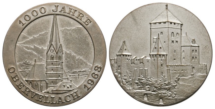  Medaille, 1000 Jahre Obervellach 1968; versilberte Bronze, 18,13 g; Ø 40 mm   