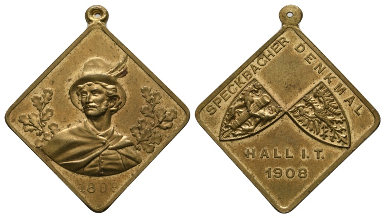  Gedenkklippe 1908, Speckbacher-Denkmal in Hall in Tirol; 10,04 g; Ø 28,5 mm   