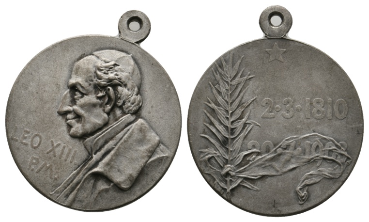  Medaille 1903, Papst Leo XIII.; unedel, gehenkelt, 11,42 g; Ø 37 mm   